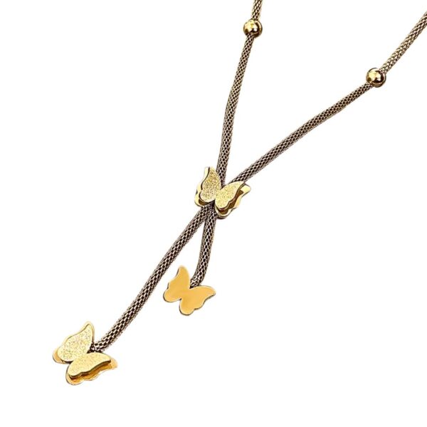 golden butterfly pendant necklace – triple charm adjustable chain | noorah.life