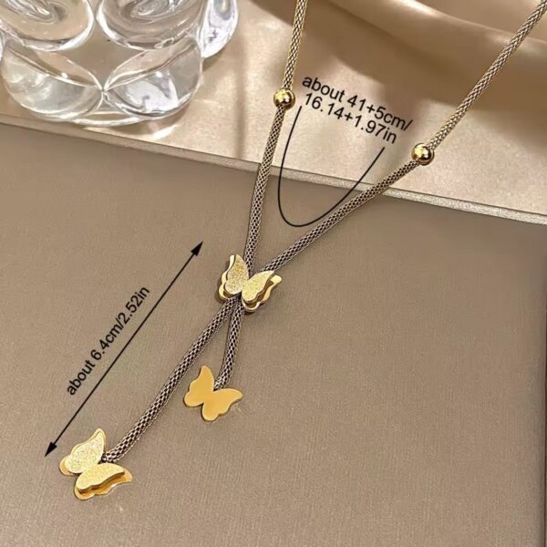 golden butterfly pendant necklace – triple charm adjustable chain | noorah.life