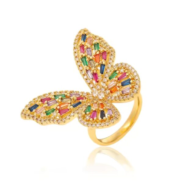 ulticolor adjustable butterfly ring – vibrant elegance for every style
