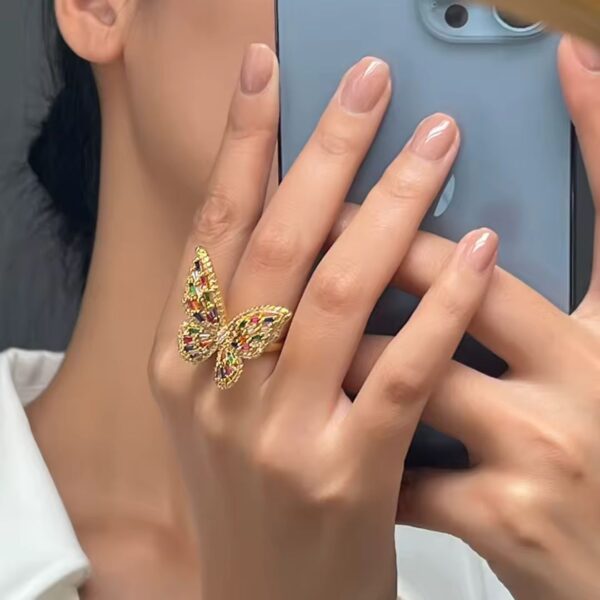 ulticolor adjustable butterfly ring – vibrant elegance for every style