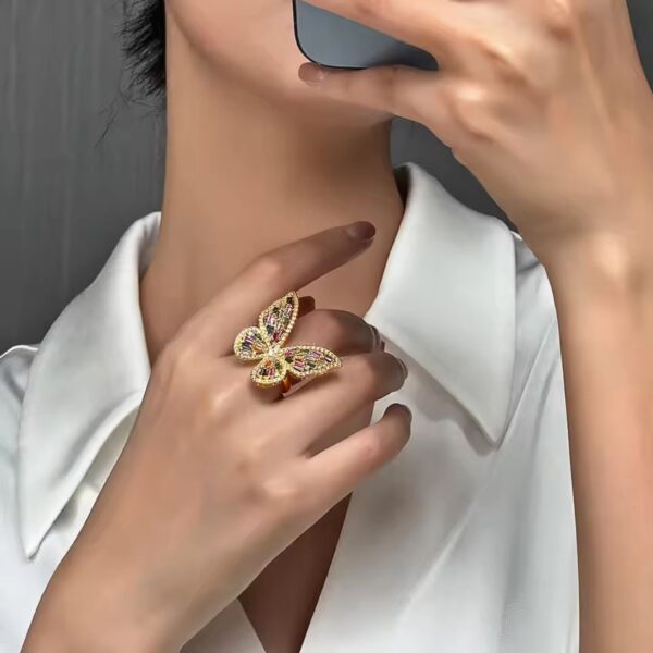 ulticolor adjustable butterfly ring – vibrant elegance for every style
